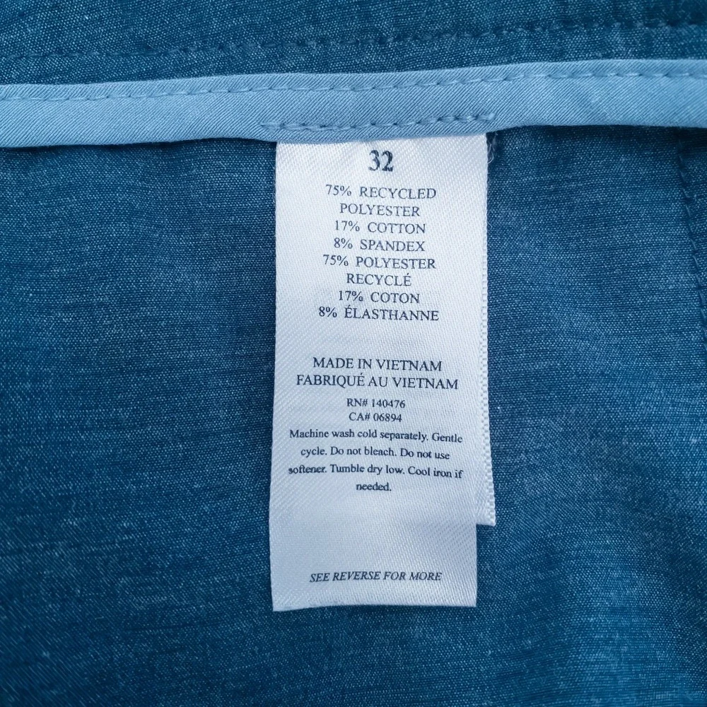 Faherty All Day Shorts Mens 32 Blue Hybrid Stretch Recycled MSC0012